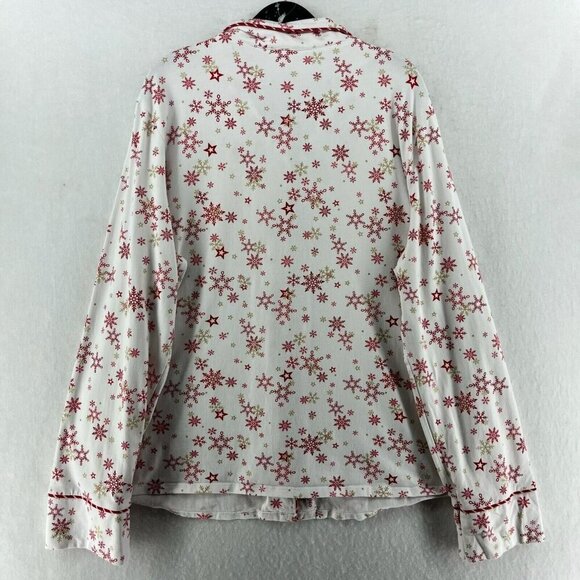 American Girl Pajama Top Girls Sz XL (16/18) White Snowflakes Button-Up Collared - Picture 2 of 12
